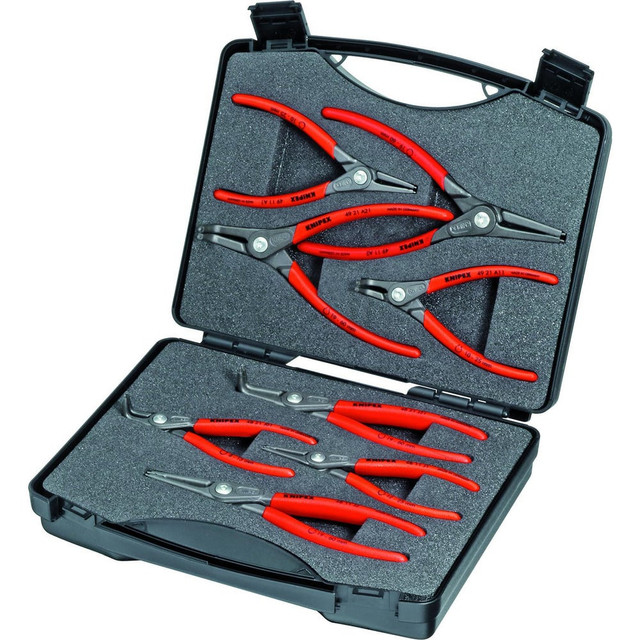 Knipex 00 21 25 Retaining Ring Pliers Sets; Set Type: Internal Ring Pliers; External Ring Pliers ; Minimum Ring Bore Diameter: 0.47 ; Maximum Ring Bore Diameter: 2.36in ; Minimum Shaft Diameter: 0.39in ; Maximum Shaft Diameter: 2.36in ; Auto Open: No