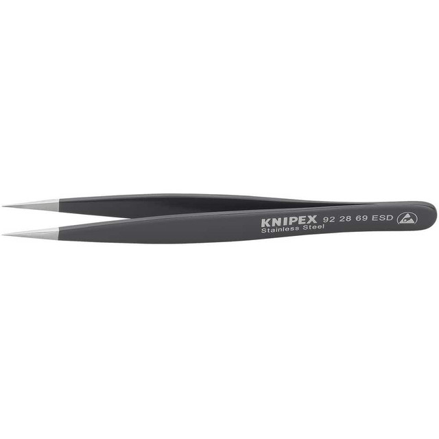 Knipex 92 28 69 ESD Tweezers; Tweezer Type: ESD Safe ; Pattern: Smooth Pointed Tip and Serrated Bent Tip ; Material: Stainless Steel ; Tip Type: Extra Fine ; Tip Shape: Pointed ; Overall Length (Inch): 5-1/4in
