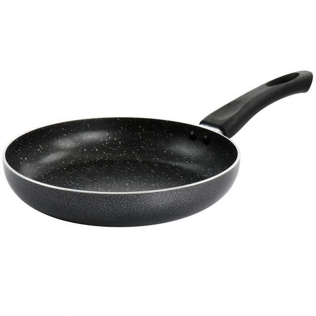 Cook your meats, veggies and more with the convenience of this Oster Aluminum Non-Stick Frying Pan. This non-stick pan lets you cook using less oil.  Made of aluminum for durability.  Non-stick interior coating for easy food release.  Bakelite handle offers a comfortable grip.  Hanging hole for storage.  Compatible with gas, aluminum, electric and vitroceramic cook tops.  Hand wash recommended.