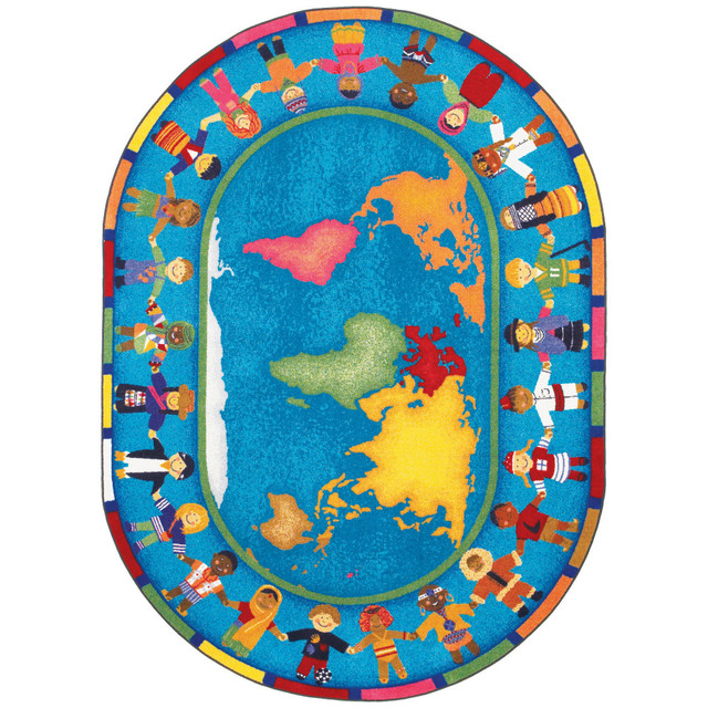 MILLIKEN & COMPANY Joy Carpets 1488CC  Kids Essentials Oval Area Rug, Hands Around the World, 5-1/3ft x 7-33/50ft, Multicolor