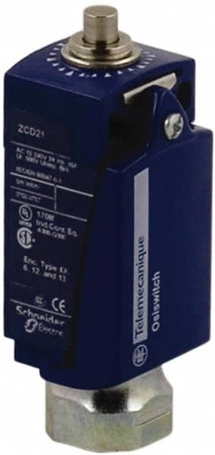 Telemecanique Sensors XCKD2110N12 General Purpose Limit Switch: SPDT, NC, End Plunger, Top