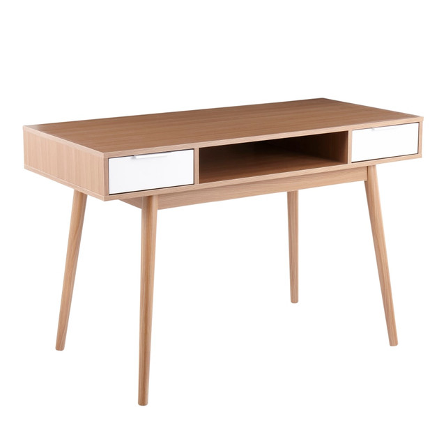 LUMISOURCE, LLC OFD-PEBBLE DBL NAW LumiSource Pebble 48inW Double Computer Desk, Natural/White