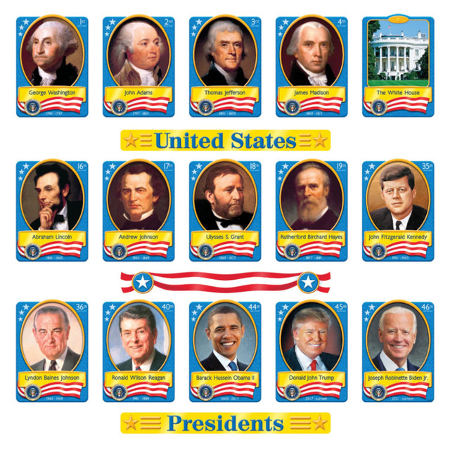 TREND ENTERPRISES INC Trend T-8065  U.S. Presidents Bulletin Board Set, 5in x 8 1/2in, Pre-K - Grade 12