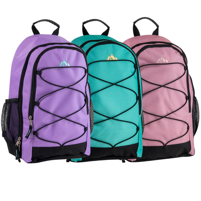 A.D. SUTTON & SONS/PACESETTER 2039Q24 Trailmaker Bungee Backpacks, Pink/Purple/Green, Pack Of 24 Backpacks