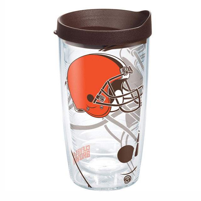 TERVIS TUMBLER COMPANY 1292157 Tervis NFL Tumbler With Lid, 16 Oz, Cleveland Browns, Clear