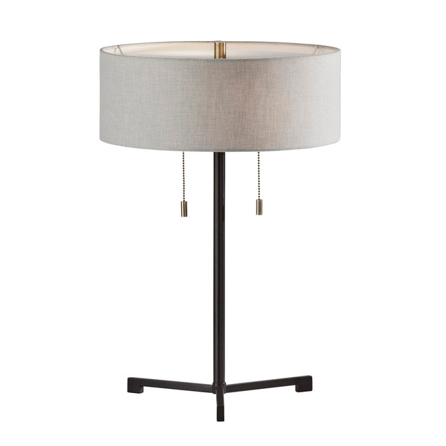 ADESSO INC Adesso 1556-01  Wesley Table Lamp, 22-1/4inH, Soft Taupe Shade/Black Base