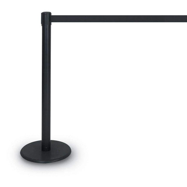 United Visual Products UVP1500S7-L7 Retractable Belt Barrier Post: 7' Belt Length, Aluminum Post, Metal Base