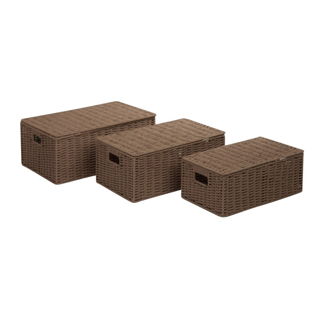 HONEY-CAN-DO INTERNATIONAL, LLC Honey Can Do STO-03557 Honey-Can-Do Paper Rope Baskets, Medium Size, Taupe, Set Of 3