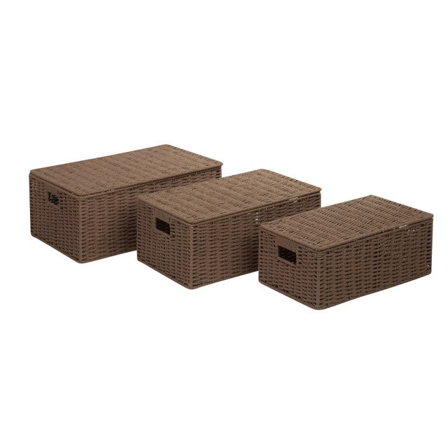 HONEY-CAN-DO INTERNATIONAL, LLC STO-03557 Honey-Can-Do Paper Rope Baskets, Medium Size, Taupe, Set Of 3