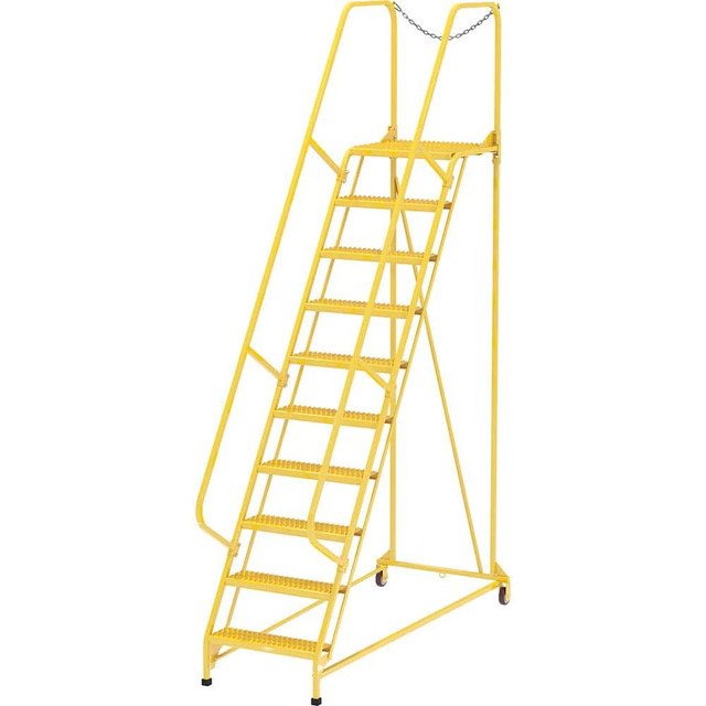 Vestil LAD-MM-10-G-YL Rolling Ladder: Type IA, 100" Platform, 350 lb Capacity, 10 Step, 32" Base