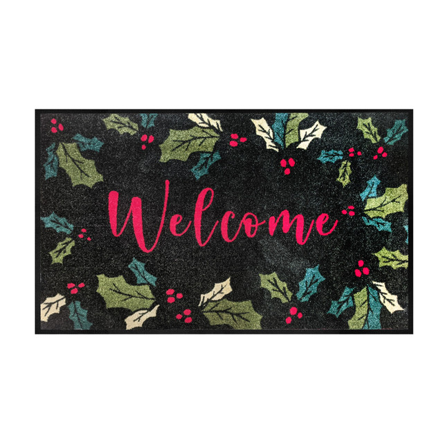 M+A MATTING 3140149-832123140  Message Mat, 2ft x 3ft, Welcome Holly Green