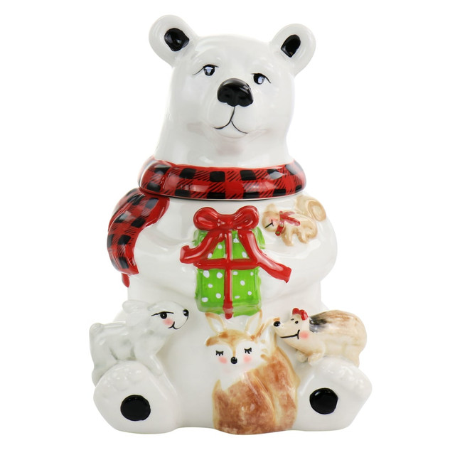 GIBSON OVERSEAS INC. 995117542M Gibson Home Polar Friend Holiday Cookie Jar, 9inH x 6inW x 6inD, Multicolor