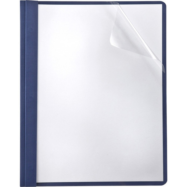TOPS BRANDS Oxford 53343EE  Linen Finish Clear Front Report Covers, Letter-Size, Navy, Box Of 25 Covers