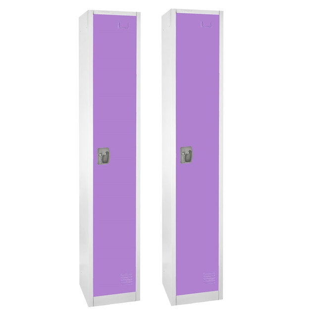 ADIR CORP. ADI629-201-PUR-2PK Alpine 1-Tier Steel Lockers, 72inH x 12inW x 12inD, Purple, Set Of 2 Lockers