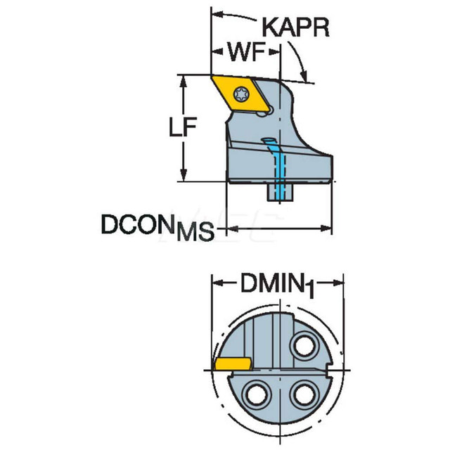 Sandvik Coromant 8351136 Modular Turning & Profiling Cutting Unit Heads; System Size: 20 ; Cutting Direction: Left Hand ; Compatible Insert Style: DCMT ; Compatible Insert Size Code: 0702 ; Internal or External: Internal ; Insert Holding Method: Scre