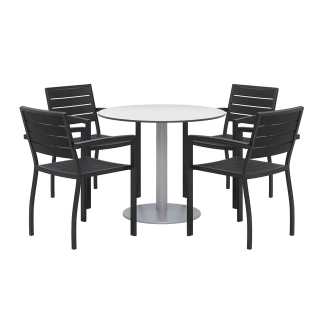 KENTUCKIANA FOAM INC KFI Studios 840031925398  Eveleen 5-Piece Outdoor Patio Set, 33-13/16inH x 55inW x 32inD, White Table, Silver/Mocha Chairs