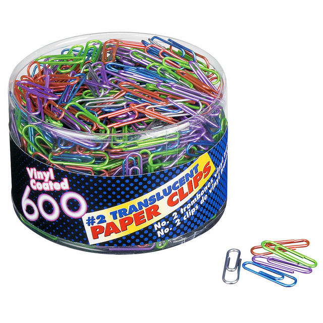 OFFICEMATE INTERNATIONAL CORP. 97211 OIC Translucent Vinyl Paper Clips, Box Of 600, No. 2, Assorted Colors OFFICEMATE INTERNATIONAL CORP. 97211 OIC Translucent Vinyl Paper Clips, Box Of 600, No. 2, Assorted Colors