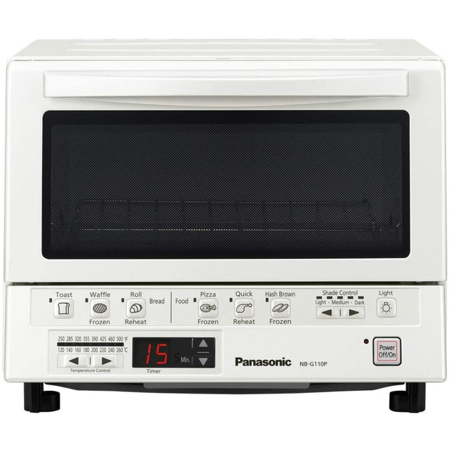 PANASONIC CORP OF NA NB-G110PW Panasonic FlashXpress 1300 Watt G110PW 4 Slice Toaster Oven With Infrared Heating - 1300 W - Pizza, Bread, Cooking, Toast, Bake, Browning, Reheat, Waffle - White, Off White