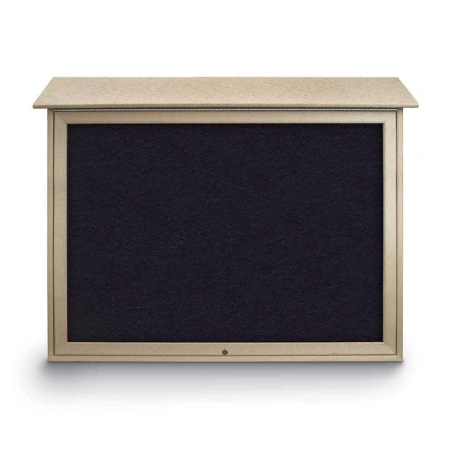 United Visual Products UVSDT4536-SAND- Enclosed Recycled Rubber Bulletin Board: 45" Wide, 36" High, Rubber, Black