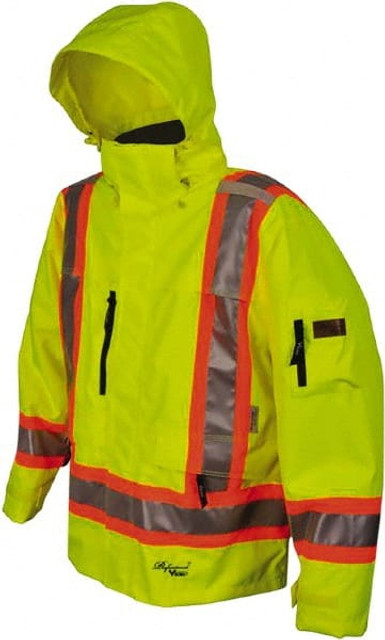 Viking 3930JG-XXL Rain Jacket: Size 2X-Large, High-Visibility Lime, Polyester