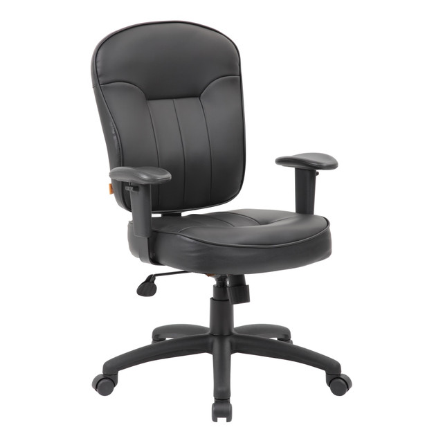 NORSTAR OFFICE PRODUCTS INC. B1563 Boss Office Products Bonded Leather Mid-Back Task Chair, Black