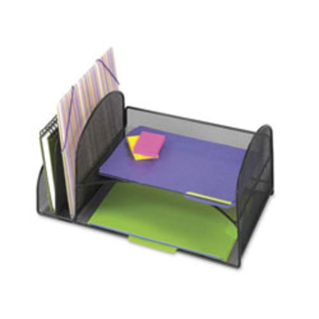 SAFCO PRODUCTS CO 3264BL Safco Onyx Mesh Desk Organizer, Two Upright/Two Horizontal Sections SAFCO PRODUCTS CO 3264BL Safco Onyx Mesh Desk Organizer, Two Upright/Two Horizontal Sections