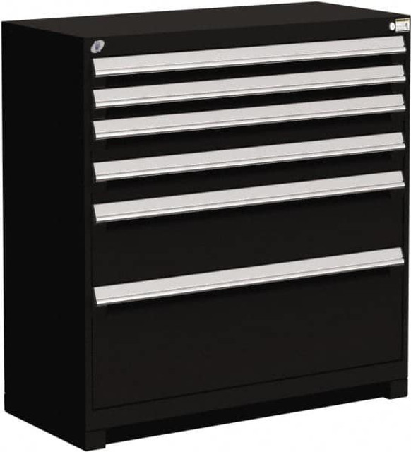 Rousseau Metal R5AJE-3803-091 6 Drawer Black Steel Modular Storage Cabinet
