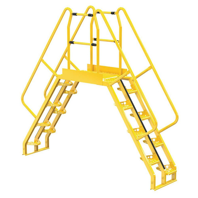 Vestil COLA-5-56-32 8-Step Steel Crossover Bridge Platform: 350 lb Capacity, 20-1/16" Wide, 28.38" Deep, 60-1/4" High