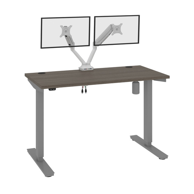 BESTAR INC. Bestar 175860-000047  Upstand Electric 48inW Standing Desk With Dual Monitor Arm, Bark Gray