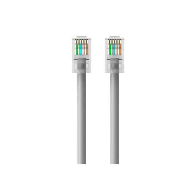 At a Glance: CAT6 Ethernet patch cable for connecting to LANs or the Internet Ideal for use with 100-1000BASE-T networks RJ45 plugs with 50-micron gold-plated connectors for clear signal 4 twisted pairs of stranded copper wires prevent crosstalk KEY FEATURES UTP stranded copper wires Durable PVC jacket RJ45 plugs with 50-micron gold-plated connectors Molded strain relief CONNECT EASILY TO A COMPUTER NETWORK Upgrade your network and enjoy clean and clear transmissions with the Belkin CAT6 Ethernet Patch Cable. This patch cable lets you connect a laptop or desktop computer to a wall outlet, modem, router or another networking device. It meets the CAT6 standard and is suitable for use with 100/1000BASE-T networks. Patch cables are also handy in home offices and hotel rooms to establish a wired Internet connection. RJ45 PLUGS WITH GOLD-PLATED CONTACTS FOR A CLEAR SIGNAL The Belkin CAT6 Ethernet Patch Cable features an RJ45 male connector on each end. Internal load bars ensure accurate plug positioning and consistent high performance, while 50-micron gold-plated connectors resist corrosion and wear and deliver a clean, clear signal. GIGABIT SPEEDS WITH CAT6 TECHNOLOGY Made with Unshielded Twisted Pair (UTP) stranded copper wires, this cable meets the CAT6 Ethernet network cable standard and can support Ethernet speeds of up to 1 gigabit per second. Unlike CAT5 technology, CAT6 cables fully use all four pairs of twisted copper wires for greater bandwidth and speed. LESS CROSSTALK WITH TWISTED PAIR WIRES The CAT6 Ethernet Patch Cable features 4 UTP 24 AWG (American Wire Gauge) stranded copper wires to reduce electromagnetic interference. Stranded cables are more pliable than solid cables, making them better suited for travel. Plus, the wires are housed in a durable PVC outer jacket for abrasion and corrosion resistance. Package Includes: CAT6 Ethernet Patch Cable.