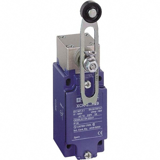 Telemecanique Sensors XCKJ10543 General Purpose Limit Switch: DP, NC, Roller Lever, Side