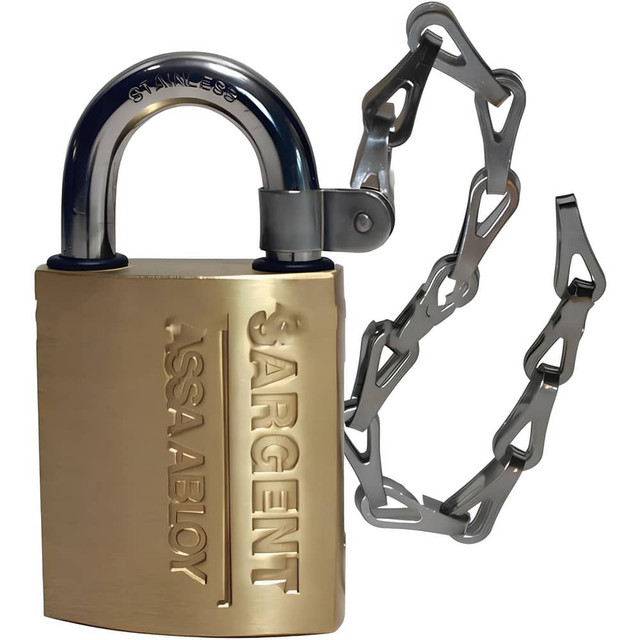 Sargent 758-LA Padlocks; Key Type: Keyed Different ; Shackle Type: Extended Shackle ; Body Material: Brass ; Shackle Material: Stainless Steel ; Shackle Clearance: 1 (Inch); Shackle Clearance: 1in