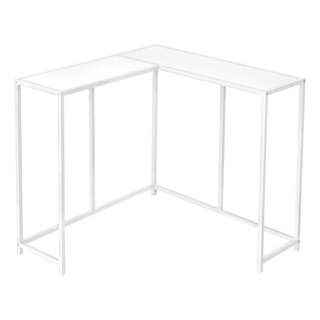 MONARCH SPECIALTIES I 2160  Jan L-Shaped Metal Console Table, 32inH x 36inW x 36inD, White