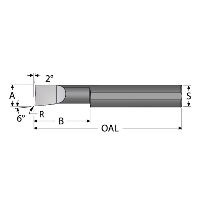 Scientific Cutting Tools B3201600RA Corner Radius Boring Bar: 0.32" Min Bore, 1.6" Max Depth, Right Hand Cut, Submicron Solid Carbide