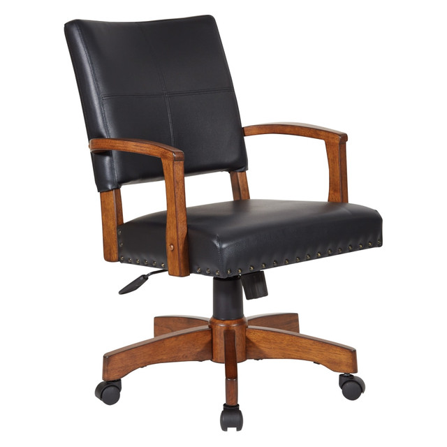 OFFICE STAR PRODUCTS 109MB-BK Office Star Deluxe Ergonomic Wood Mid-Back Bankers Chair, Black OFFICE STAR PRODUCTS 109MB-BK Office Star Deluxe Ergonomic Wood Mid-Back Bankers Chair, Black