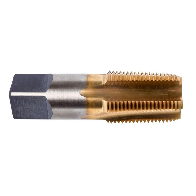 Union Butterfield 6007587 Standard Pipe Tap: 1/8-27, NPT, Semi Bottoming, 4 Flutes, High Speed Steel, TiN Finish