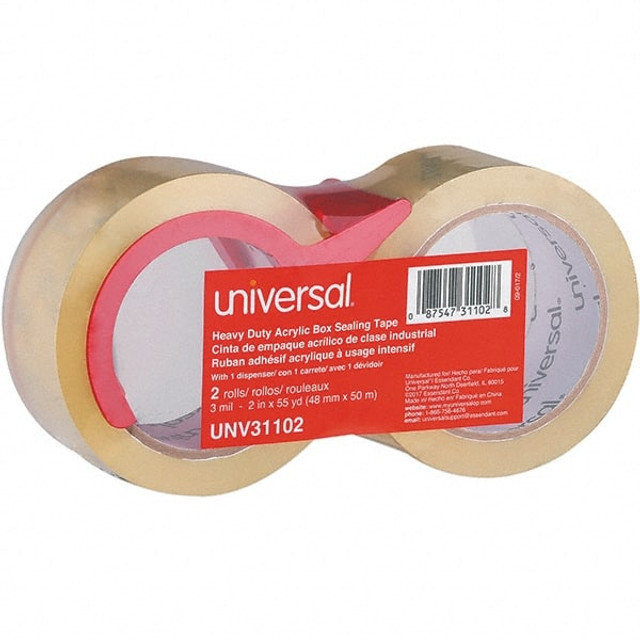 Universal One UNV31102 Pack of (2), 48 mm x 50 m Rolls of Clear Box Sealing & Label Protection Tape