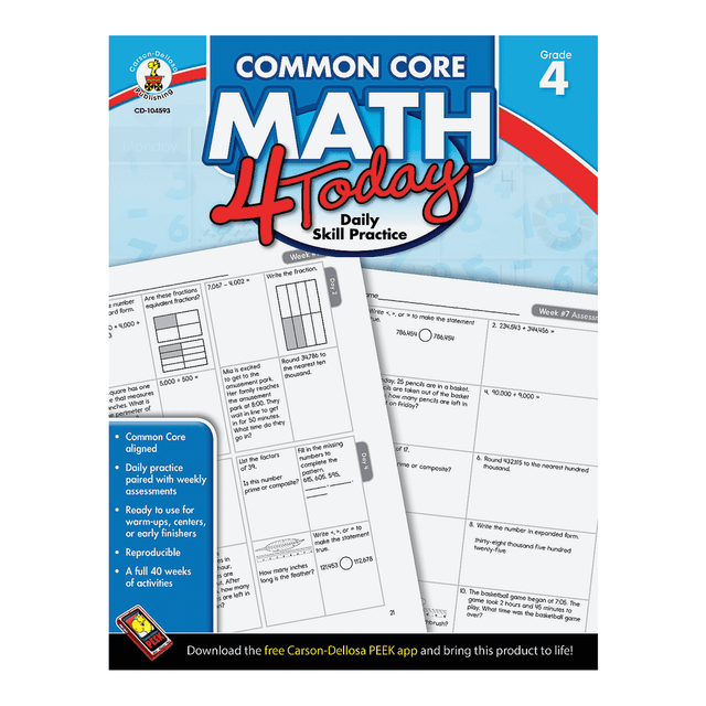 CARSON-DELLOSA PUBLISHING LLC 104593 Carson-Dellosa Common Core Math 4 Today, Grade 4 CARSON-DELLOSA PUBLISHING LLC 104593 Carson-Dellosa Common Core Math 4 Today, Grade 4
