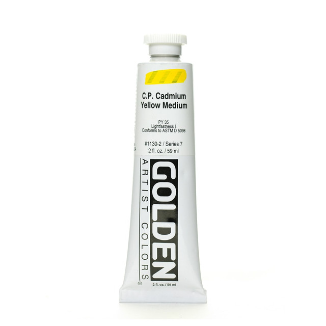 GOLDEN ARTIST COLORS, INC. Golden 1130-2  Heavy Body Acrylic Paint, 2 Oz, Cadmium Yellow Medium (CP)