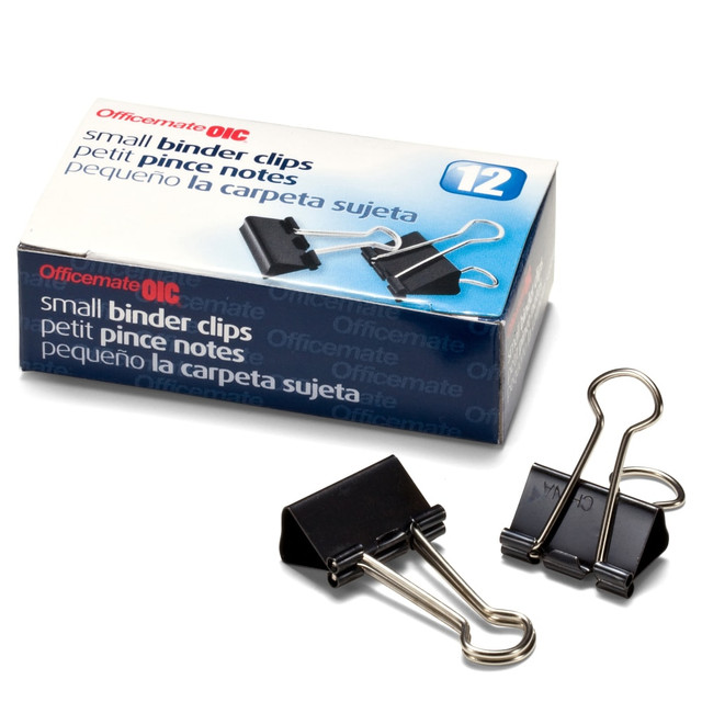 OFFICEMATE INTERNATIONAL CORP. 99020 OIC Binder Clips, Small, 3/4in, Black, Box Of 12 OFFICEMATE INTERNATIONAL CORP. 99020 OIC Binder Clips, Small, 3/4in, Black, Box Of 12