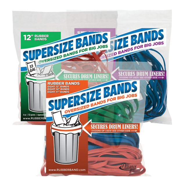 ALLIANCE RUBBER CO 08997 Alliance Rubber SuperSize Bands, Assorted Colors/Sizes, Bag Of 24