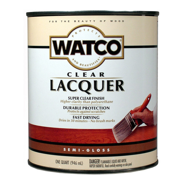 THE FLECTO COMPANY INC. Watco 63141  Lacquer Clear Wood Finish, 32 Oz, Semi-Gloss, Pack Of 6 Cans