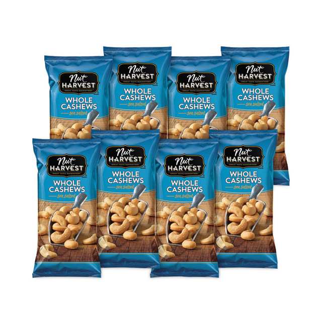 FRITO-LAY, INC. Nut Harvest® 29500004 Sea Salted Whole Cashews, 2.25 oz Pouch, 8/Carton