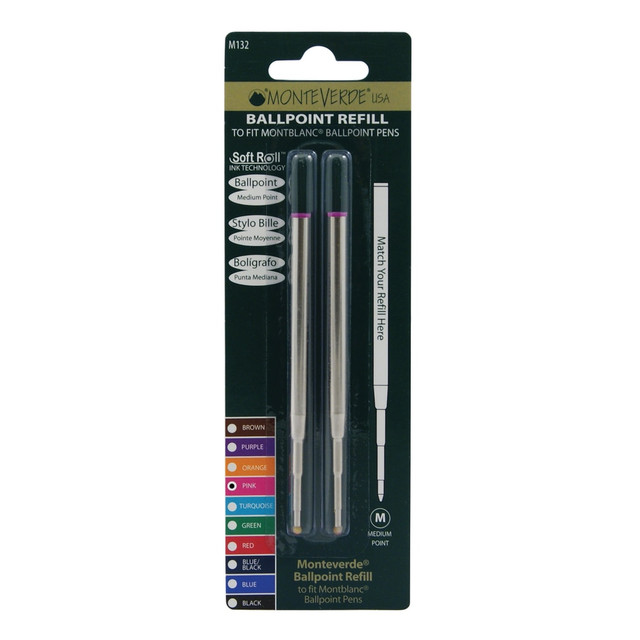 YAFA A PEN COMPANY M132PK Monteverde Ballpoint Refills For Montblanc Ballpoint Pens, Medium Point, 0.7 mm, Pink Ink, Pack Of 2 YAFA A PEN COMPANY M132PK Monteverde Ballpoint Refills For Montblanc Ballpoint Pens, Medium Point, 0.7 mm, Pink Ink, Pack Of 2
