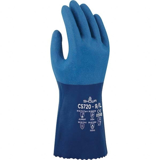 SHOWA CS720S-07 Chemical Resistant Gloves: Size Small, 8.00 Thick, Nitrile, Nitrile, Unsupported,