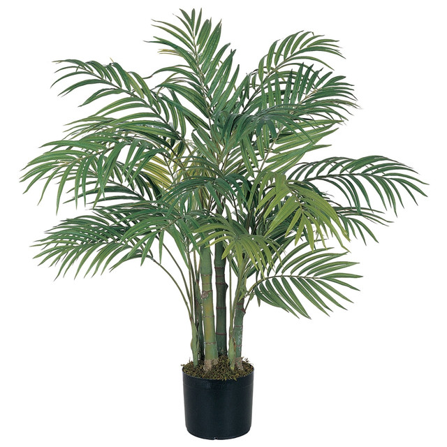 NEARLY NATURAL INC. 5000 Nearly Natural 3ftH Silk Areca Palm Tree With Pot, Green