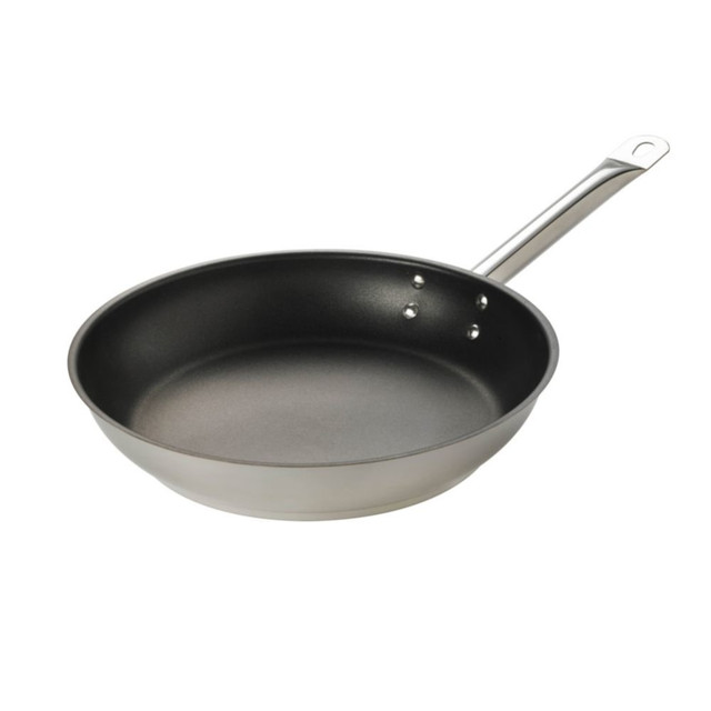 BROWNE Hoffman 573775  Browne Steel Non-Stick Frying Pans, 8in, Silver/Black, Pack Of 12 Pans