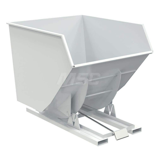 Vestil D-350-HD-WHT Stationary Tilt Hopper: 6,000 lb Capacity, 64" Wide, 79.38" Long, 64.375" High