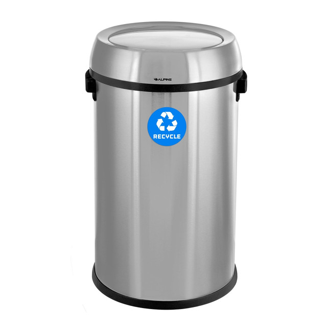 ADIR CORP. ALP470-65L-1-R Alpine Industries Stainless Steel Indoor Recycling Receptacle With Swivel Lid, 17 Gallons, Silver ADIR CORP. ALP470-65L-1-R Alpine Industries Stainless Steel Indoor Recycling Receptacle With Swivel Lid, 17 Gallons, Silver