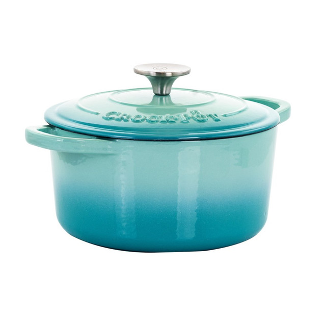 GIBSON OVERSEAS INC. 995113370M Crock-Pot Artisan 2-Piece Enameled Cast Iron Dutch Oven, 3 Quarts, Aqua Blue GIBSON OVERSEAS INC. 995113370M Crock-Pot Artisan 2-Piece Enameled Cast Iron Dutch Oven, 3 Quarts, Aqua Blue
